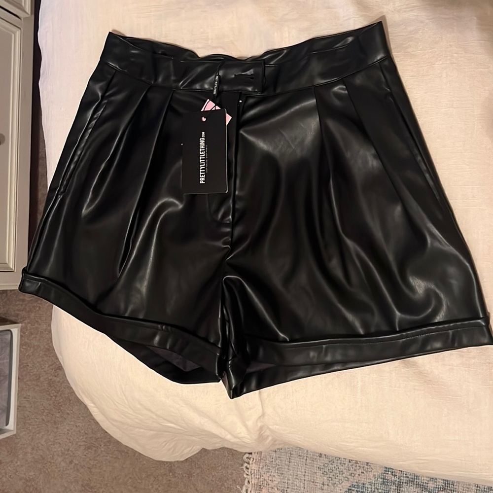 Pretty Little Thing vegan leather shorts